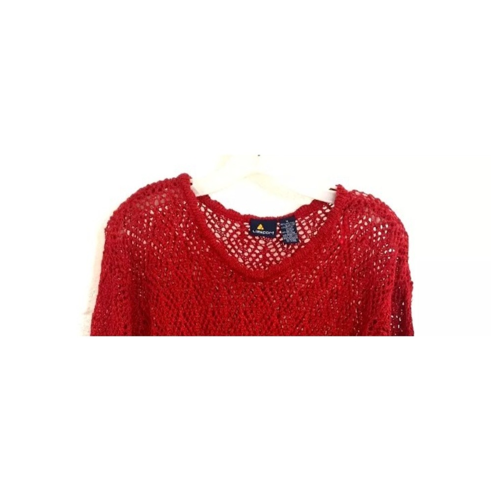 Liz Sport Vintage Cover Up Tunic Linen Blend Boho Crochet Knit Size Medium Red - Picture 12 of 16